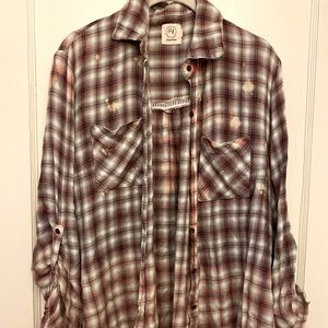 Soft Distressed Plaid Top